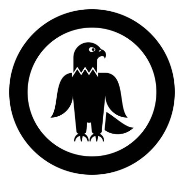 Kartal kel Amerikan kuş silueti simgesi yuvarlak siyah renk vektör illüstrasyon görüntüsü katı ana hat biçimi basit