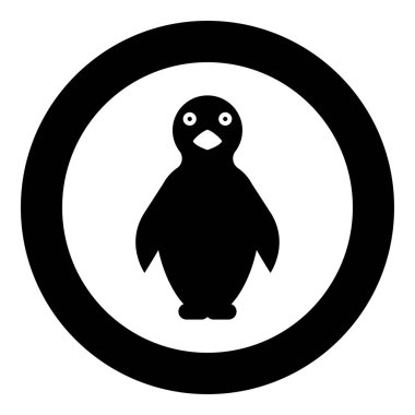 Dairesel siyah renk vektör illüstrasyon resmi düz dış hat biçimi içinde Penguen simgesi