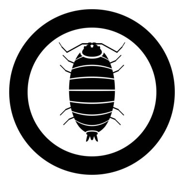 Roly poly woodlbit porselen skaler Woodruff simgesi yuvarlak siyah renk vektör illüstrasyon resmi basit taslak biçimi