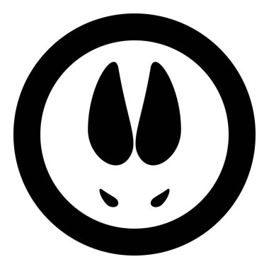 Toynak izi yaban domuzu simgesi yuvarlak siyah renk vektör illüstrasyon resmi katı ana hat biçimi basit