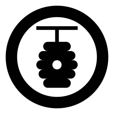 Arı kovanı kovan görüntüleme konsepti simgesi dairesel yuvarlak siyah renk vektör illüstrasyon görüntüsü basit taslak biçimi