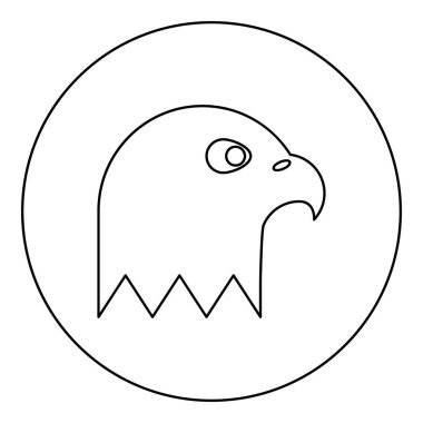 Kartal baş simgesi yuvarlak siyah renk vektör illüstrasyon resim ana hatları ince çizgi biçimi basit