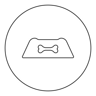 Su kabı için köpek tabağı besleme konsepti simgesi yuvarlak siyah renk vektör illüstrasyon çizgisi ince çizgi çizgisi basit