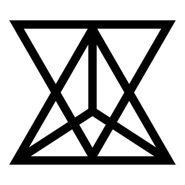 Yıldız dörtyüzlü kutsal geometri simgesi siyah renk vektör illüstrasyon düz resim biçimi