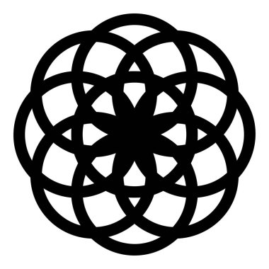 Hayatın çiçeği Kutsal geometri simgesi siyah renk vektör illüstrasyon resmi düz biçimi
