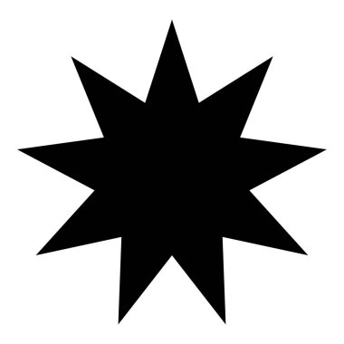 Altı köşeli yıldız Bahaizm Baha 'i Bahai sembol birliği ve ahenk farklı dinler arasında siyah renk vektör resimleme simgesi düz stili