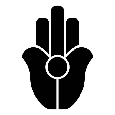 Sembol Natib Qadish Kappu palmiyesi Hamsa Levantian neo paganizm neopaganizm dini sembolü El Hindistan putperestlik simgesi siyah renk illüstrasyon resmi düz