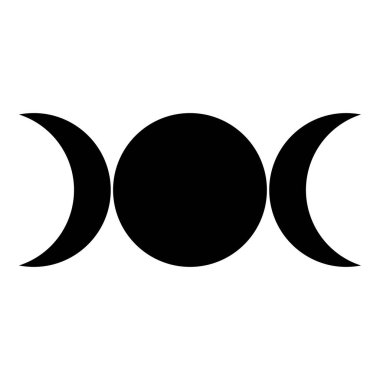 Simbol üçlü tanrıça dini işaret işareti aşamaları vikon siyah renk vektör illüstrasyon basit düz resim