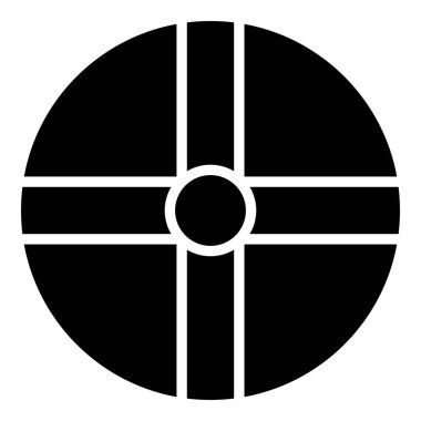 Güneşin çapraz Güneş kültü Güneydoğu törensel kompleks sembol sembolü siyah renk vektör illüstrasyon görüntüsü düz