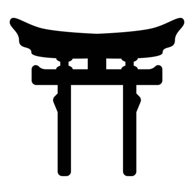 Torri kapısı sembolü Shinto Japon Arch Asya Toria seyahat konsepti simgesi siyah renk vektör illüstrasyon resmi düz