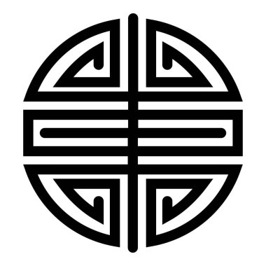 Sembol Çince karakter shou folk religion Asya mutluluğu uzun yaşam simgesi siyah renk illüstrasyon düz resim basit