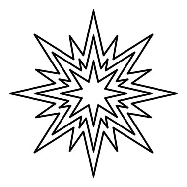 Yıldız Beytüllahim Noel dış hatları çizgi simgesi siyah renk vektör illüstrasyon ince düz biçim