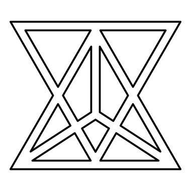 Yıldız dörtyüzlü kutsal geometri dış hat dış hat simgesi siyah renk vektör illüstrasyon resmi ince düz düz biçim