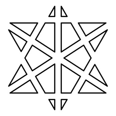 Metatron Küpü Kutsal Geometri Hattı dış hat simgesi siyah renk vektör resimleme basit düz biçim