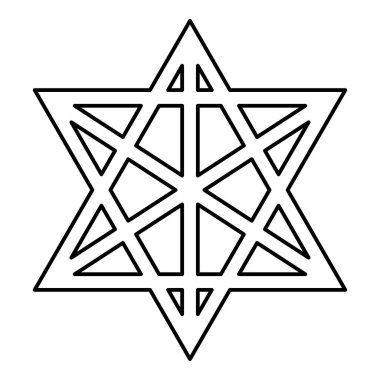 Metatron Küpü Kutsal Geometri Hattı dış hat simgesi siyah renk vektör resimleme basit düz biçim