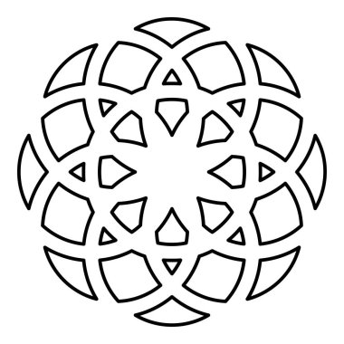 Hayatın çiçeği Kutsal geometri dış hat dış hat simgesi siyah renk vektör illüstrasyon görüntüsü ince düz düz