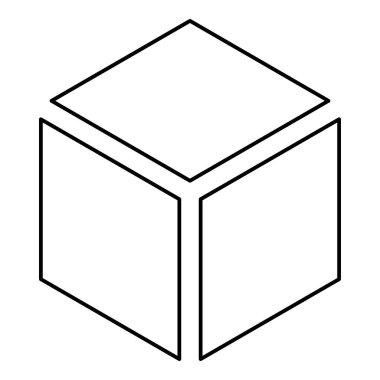 Hexagedron Kutsal Geometri sembolü dış hat çizgisi simgesi siyah renk vektör illüstrasyon resmi ince düz düz