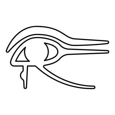 Firavun putperestliğinin mistik koruyucu sembolü Horus Mısırlı Uadzhat işareti Uadzhet hat dış hat ikonu siyah renk vektör çizimi görüntüsü ince düz düz stil