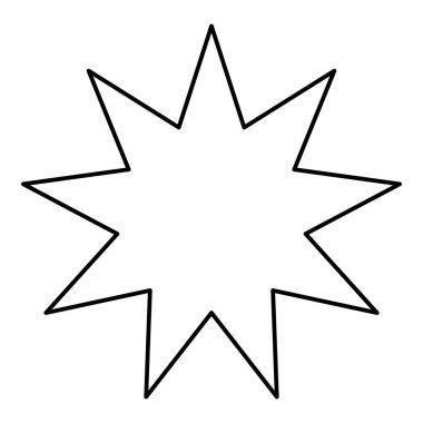 Altı köşeli yıldız Bahaizm Baha 'i Bahai sembol birliği ve ahenk farklı dinler arasında ana hat simgesi siyah renk illüstrasyon görüntüsü ince düz düz stil