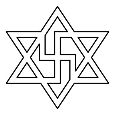 Raelizm sembolü galaksinin David yıldızı Raeliteli dış hatları simge siyah renk illüstrasyon görüntüsü ince düz düz