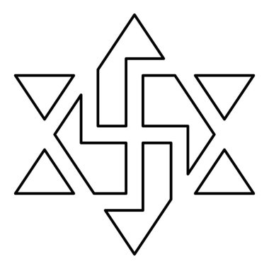 Raelizm sembolü galaksinin David yıldızı Raeliteli dış hatları simge siyah renk illüstrasyon görüntüsü ince düz düz