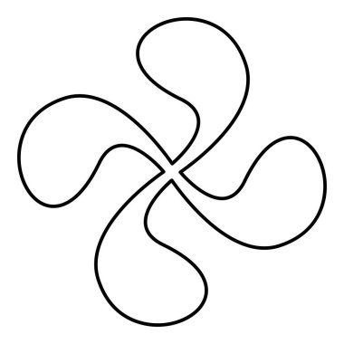 Bask Haçı Lauburu Lauborou Eusko dış hat dış hat simgesi siyah renk vektör illüstrasyon görüntüsü ince düz düz biçim