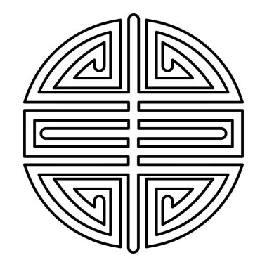 Sembol Çince karakter shou folk religion Asya mutluluğu uzun yaşam çizgisi ana hat simgesi siyah renk illüstrasyon görüntüsü ince düz düz biçim