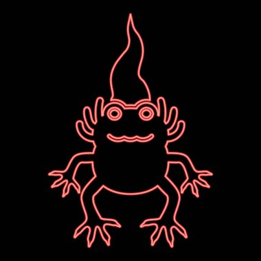 Neon axolotl ambystoma mexicanum front view red color vector illustration image flat style light clipart