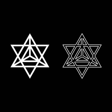 Yıldız tetra Kutsal geometri sembolü simge beyaz renk vektör illüstrasyon resmi basit düz çizgi dış hatları ince düz