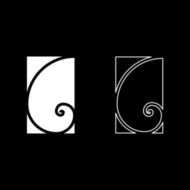 Altın oran bölümü Kutsal geometri sembolü istihkakı orantıları simge beyaz renk vektör illüstrasyon resmini basit katı dolgu dış hat ince düz biçim çizgisi