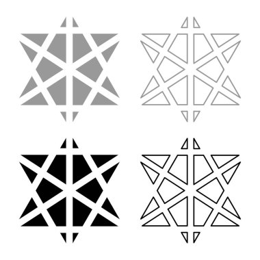 Metatron Küpü Kutsal Geometri Simgesi gri siyah renk vektör çizimi basit katı dolgu dış hat ince düz biçim