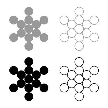 Yaşam sembolünün meyvesi Kutsal geometri simgesi gri siyah renk vektör illüstrasyon resmi basit düz çizgi dış hatları ince düz