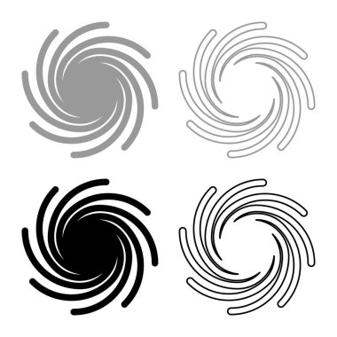 Altın spiral Kutsal Geometri sembolü simge gri siyah renk vektör çizimi basit düz çizgi dış hatları ince düz