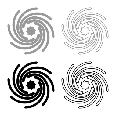 Altın spiral Kutsal Geometri sembolü simge gri siyah renk vektör çizimi basit düz çizgi dış hatları ince düz