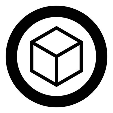 Hexagedron Kutsal Geometri simgesi simgesi dairesel yuvarlak siyah renk vektör illüstrasyon resmi katı dış hat biçimi basit