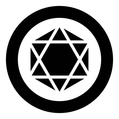 Octagedron icosahedron kutsal geometri simgesi simgesi yuvarlak siyah renk vektör illüstrasyon resmi basit dış hat biçimi