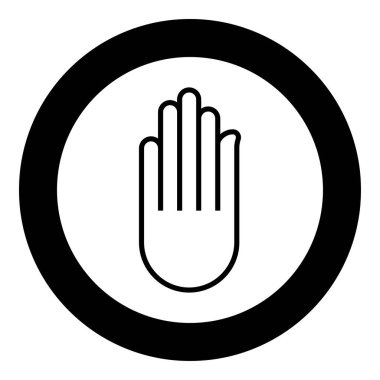 Akhimsa Ahimsa kolu Jainizm Jain dini sembolü Dharma Ahinsa simgesi yuvarlak siyah renk vektör illüstrasyon resmi basit taslak biçimi