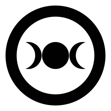 Simbol üçlü tanrıça dini işaret ay faz siyah renk vektör illüstrasyon resmi basit ana hatları çizim biçimi