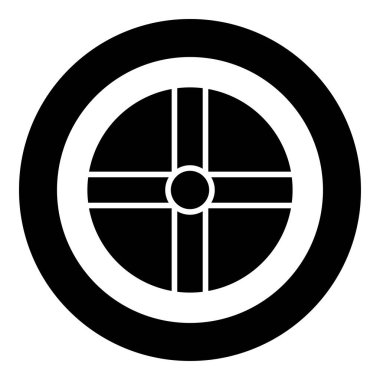 Güneşin çapraz Güneş kültü Güneydoğu törensel kompleks sembol sembolü yuvarlak siyah renk vektör resimleme basit taslak çizim biçimi