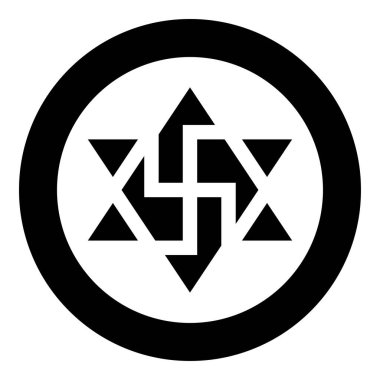 Raelizm sembolü galaksinin David yıldızı Raeliteli simgesi dairesel yuvarlak siyah renk vektör illüstrasyon resmi katı dış hat biçimi basit