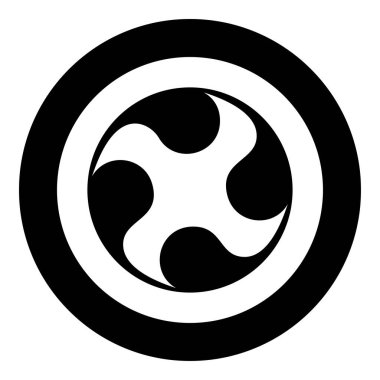 Tomoe sembolü. Dini işaretler. Japon dinleri. Doğulu dört taç yaprağı simgesi.