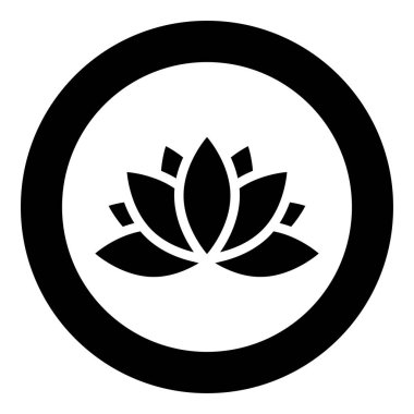 Nilüfer çiçeği simgesi siyah renk vektör illüstrasyonunda daire şeklinde düz dış hat biçimi basit