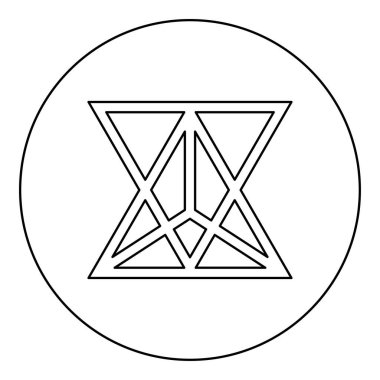 Yıldız dörtyüzlü kutsal geometri simgesi dairesel yuvarlak siyah renk vektör illüstrasyon resim dış hatları ince biçimli basit