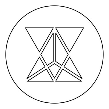 Yıldız dörtyüzlü kutsal geometri simgesi dairesel yuvarlak siyah renk vektör illüstrasyon resim dış hatları ince biçimli basit