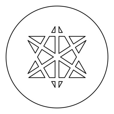 Metatron küp Kutsal geometri simgesi yuvarlak siyah renk vektör illüstrasyon çizim çizgisi ince çizgi biçimi basit