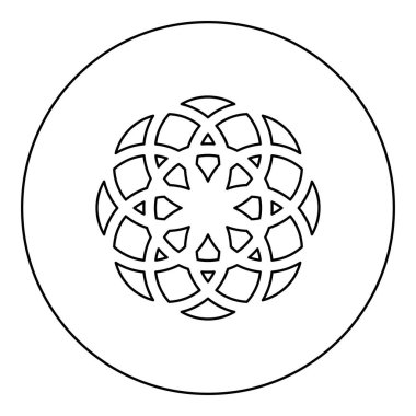 Hayatın çiçeği. Çemberdeki kutsal geometri simgesi. Siyah renkli vektör çizimi.