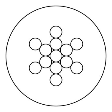 Yaşam sembolünün meyvesi Çemberdeki kutsal geometri simgesi yuvarlak siyah renk vektör resimleme çizgisi çizgisi ince çizgi biçimi