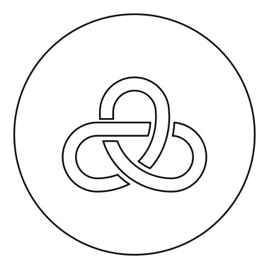 Gordian düğümü Kutsal geometri simgesi simgesi yuvarlak siyah renk vektör illüstrasyon çizim çizgisi ince çizgi biçimi basit