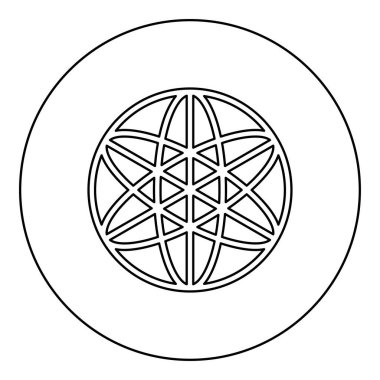 Eşitlik kutsal geometri simgesi simgesi dairesel yuvarlak siyah renk vektör illüstrasyon resim ana hatları ince çizgi biçimi basit