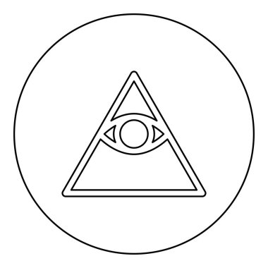 Kao Illuminati üçgenindeki piramitte tüm gören gözlere siyah renkli çizim çizimi çizim çizgisi çizgisi çizim çizgisi çizgisi biçiminde masonik simge ver